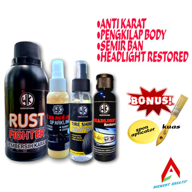 Pembersih karat motor dan mobil / headlamp polish  / semir ban coating / pengkilap body