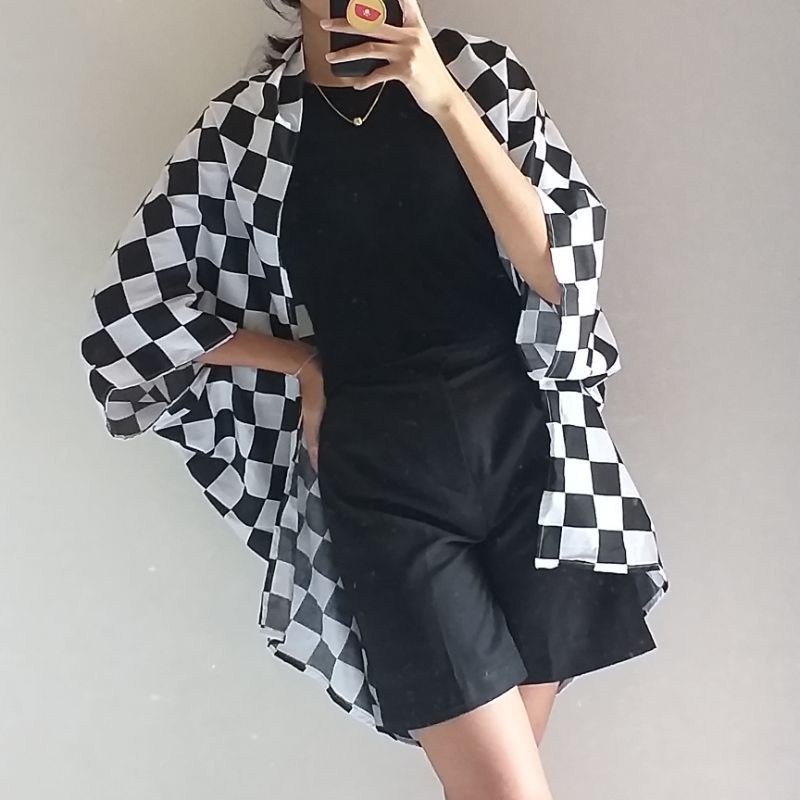 CASHA - ZFS OOTD Cardigan Outer FILANA / GINGHAM CHECKER SCARF OUTER / Cardigan Wanita Kekinian / Ca