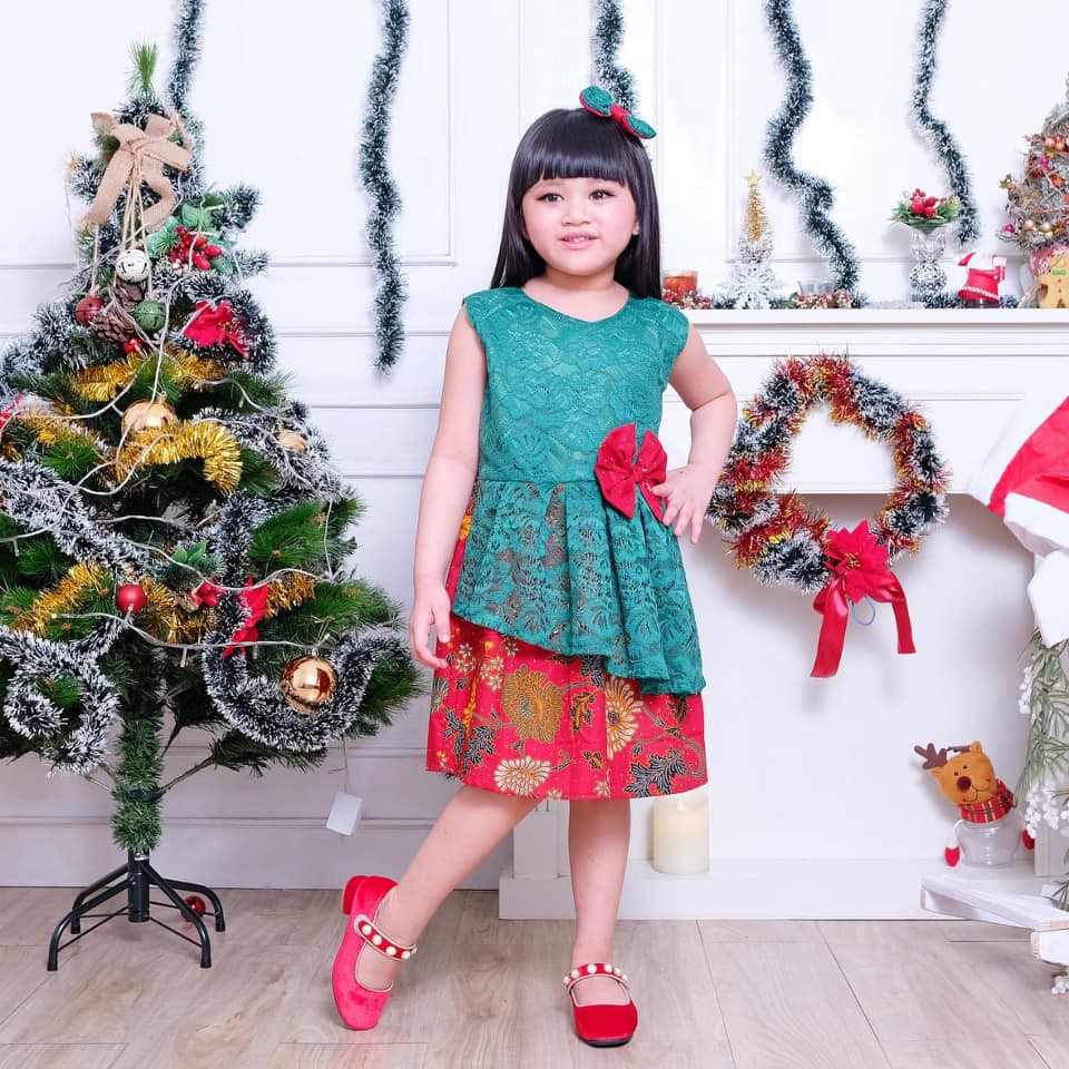 ETHNICKIDSWEAR - ARABELLE DRESS NATAL ANAK PEREMPUAN / BAJU NATAL COUPLE MOM KIDS / BATU NATAL ANAK 