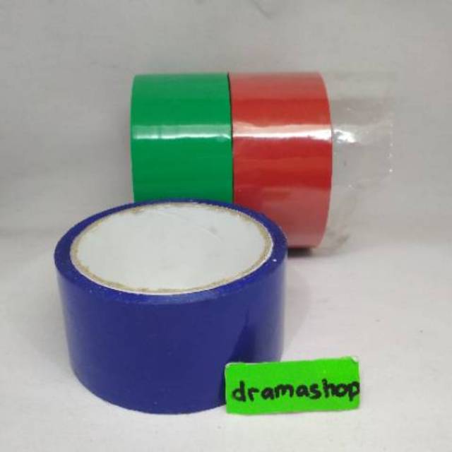 Lakban Isolasi Tape Plastik Warna kuning merah 2 inch in 2inch 2in
