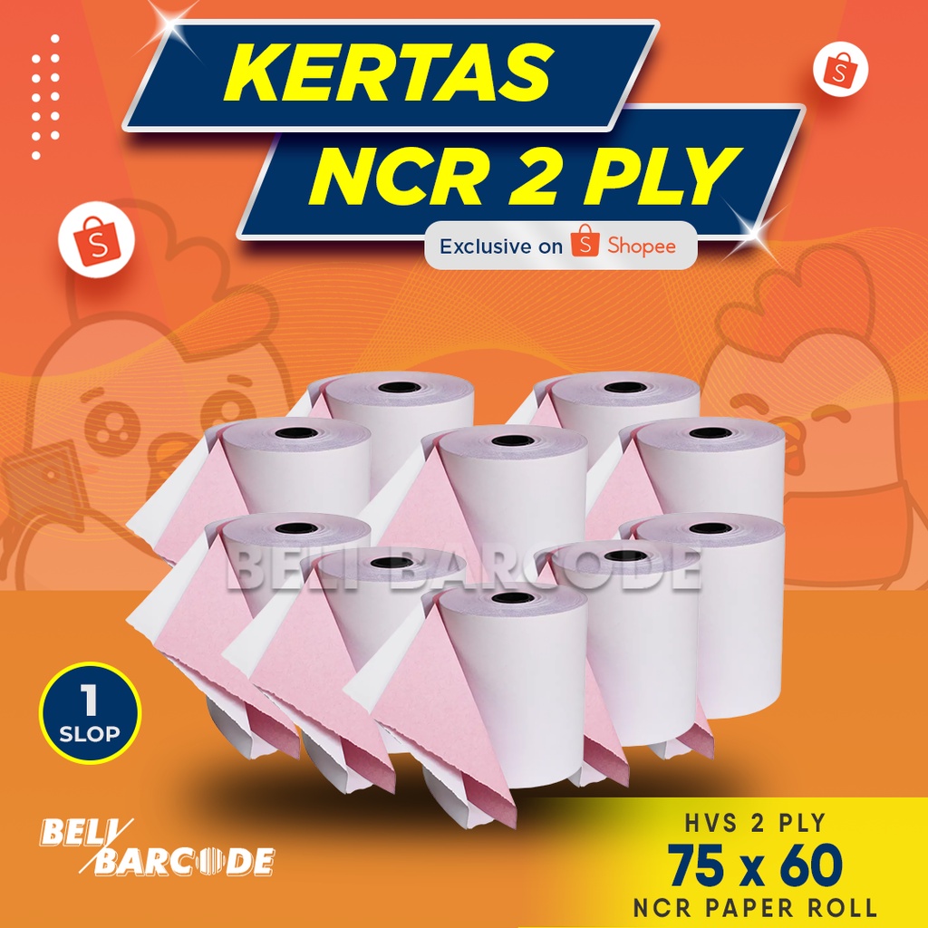 

KERTAS STRUK KASIR HVS NCR 75 x 60 MM 2 PLY ISI 10 ROLL