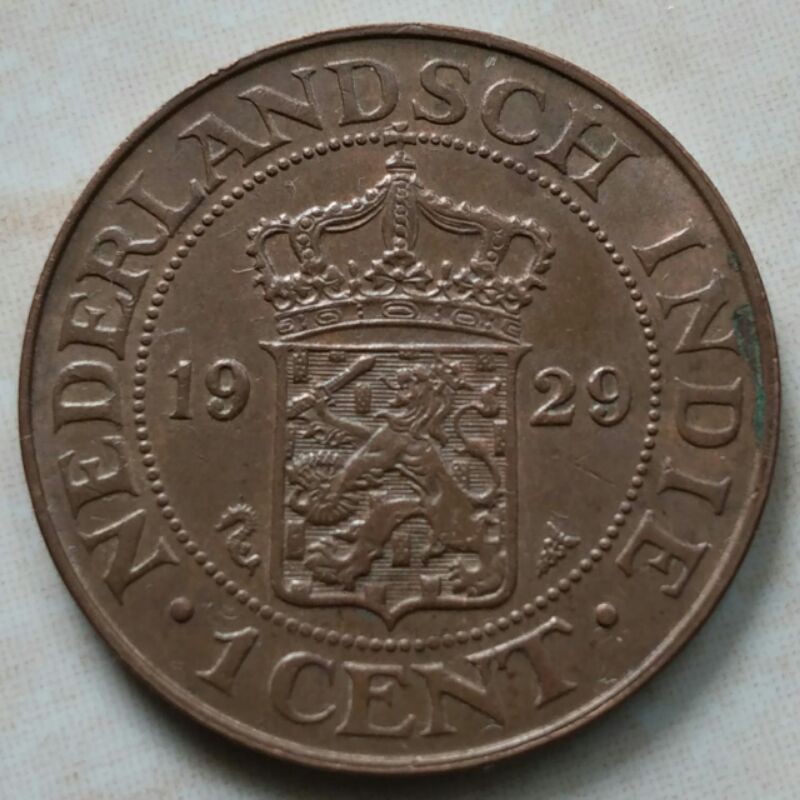Koin Kuno 1 Cent Nederland Indie 1929 Kondisi Sangat Bagus - B29a
