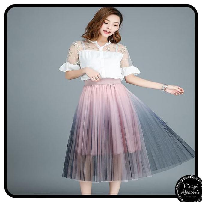 Barang Berkualitas Rok Tutu Ombre Dewasa Rok Tutu Hijabers Tutu Panjang Tutu Hijab - Merah Muda