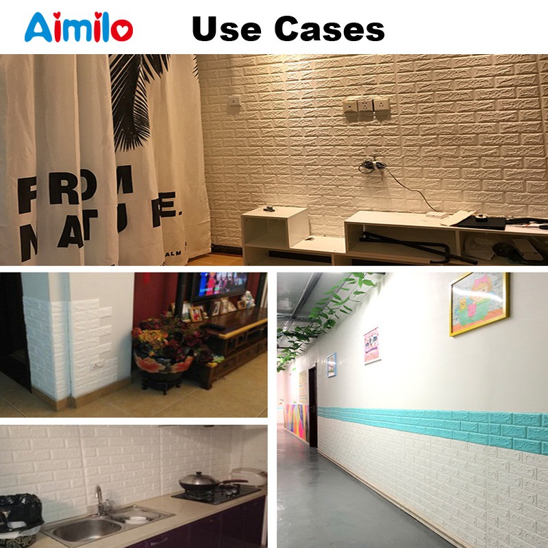 (Aimilo) Wallpaper Dinding 3D Foam Motif Batu Bata Walpaper 3D Foam Murah High Quality-7