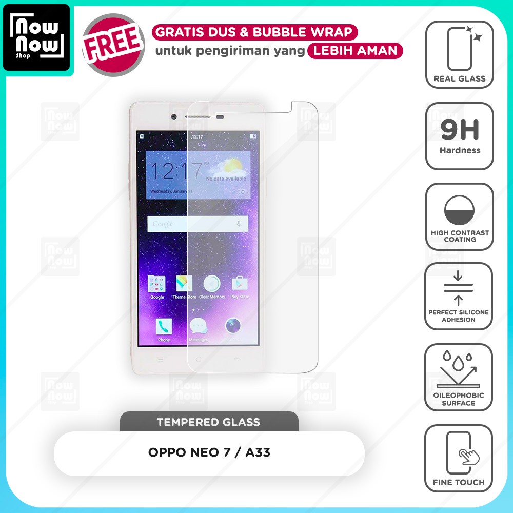 Tempered Glass Anti Gores Oppo Neo 7 / A33 Screen Guard Protector 9H Kaca Temperglass