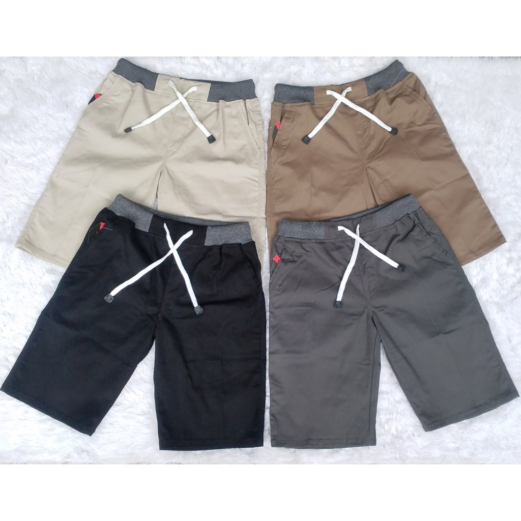 CELANA CHINO PENDEK PRIA PINGGANG KARET / RIP BAHAN