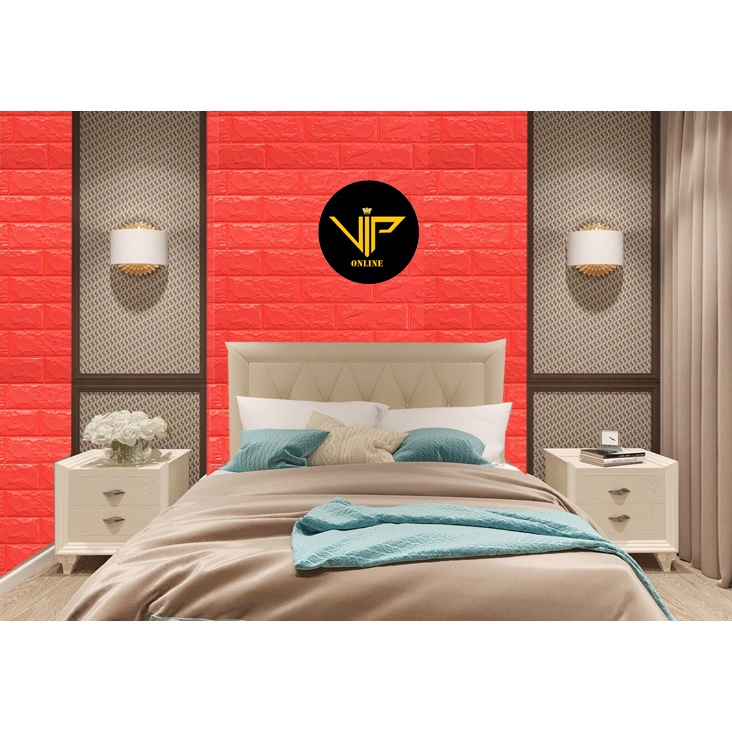 VIP Wallpaper Foam Bata Warna Merah Premium Wallpaper Sticker Tebal 3MM
