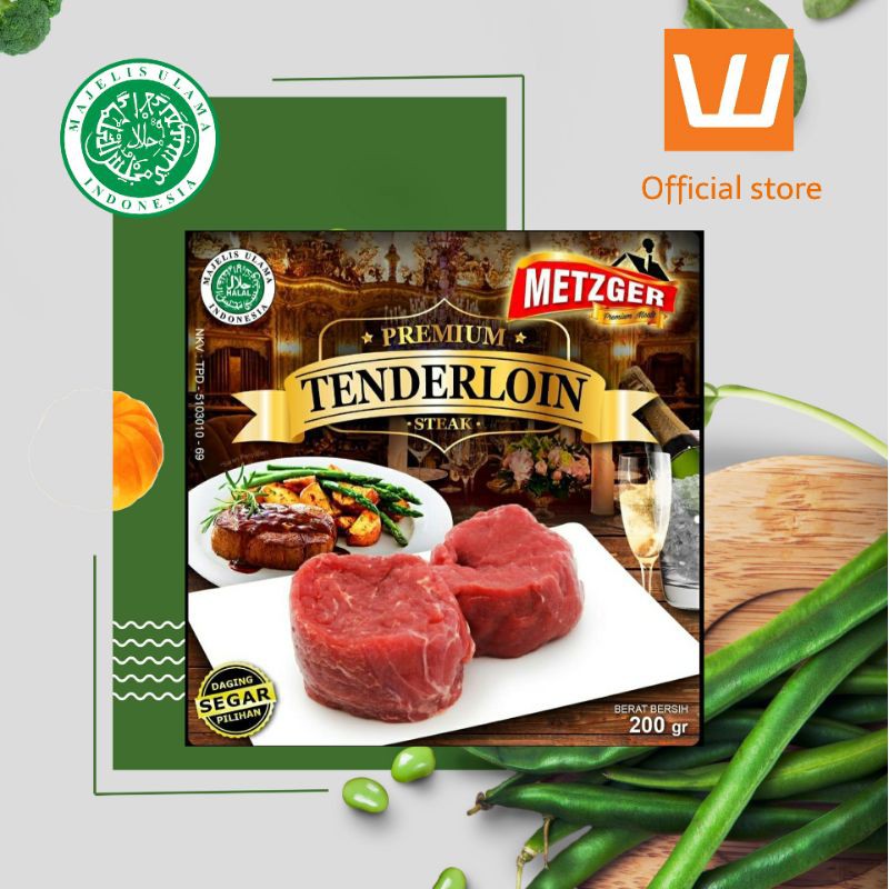 

DAGING SAPI STEAK TENDERLOIN METZGER PREMIUM HALAL 200G PASTI EMPUK