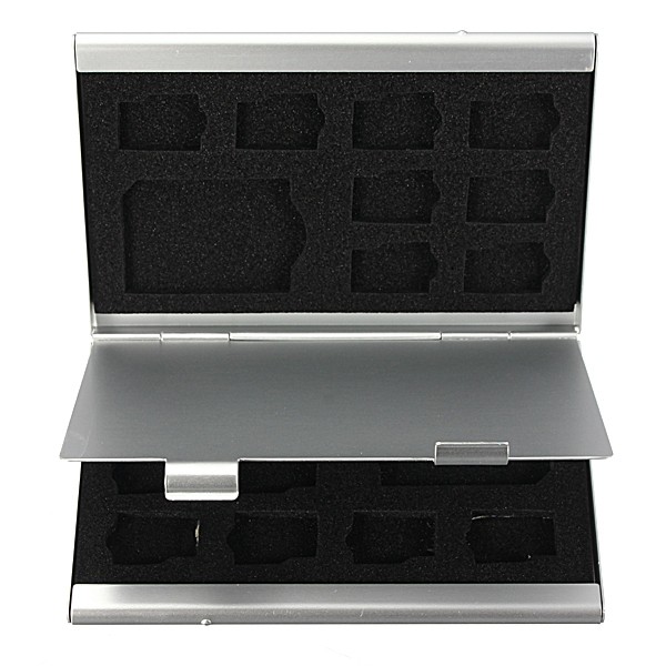 Metal 18 in 1 Aluminium 16 Micro SD + 2 SD Card Storage Box