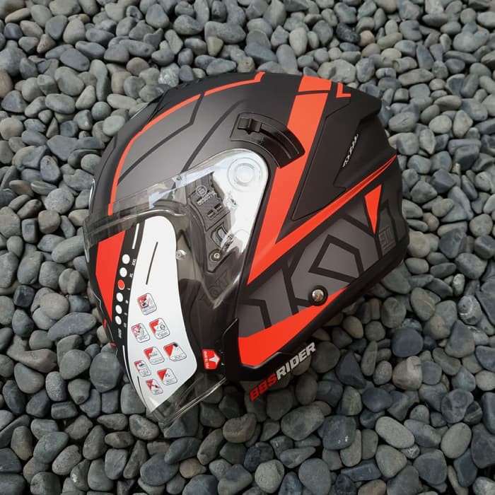 Helm KYT NFJ Motion Matte Black Grey Fluo Red