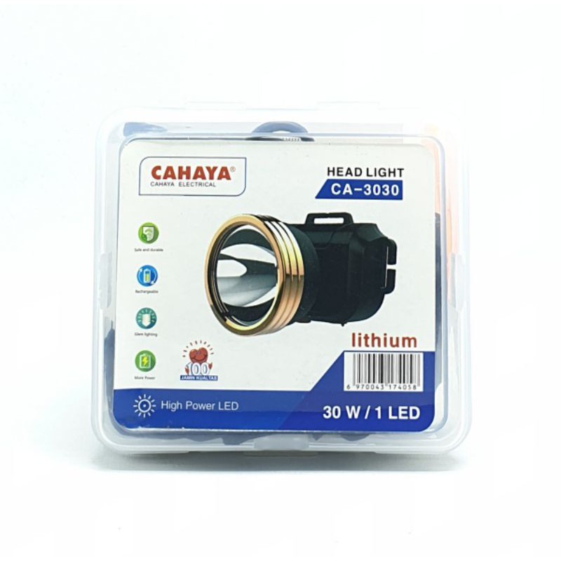 Cahaya CA-3030 30w  Putih CD Senter Kepala Lampu Led Torch