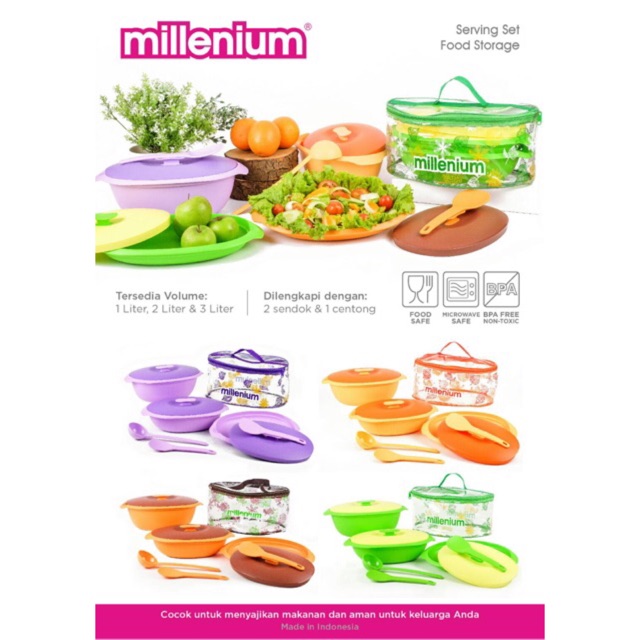 MILLENIUM SERVING SET / Kotak Makanan Wadah Tempat Sayur Set mangkok mangkuk piring centong