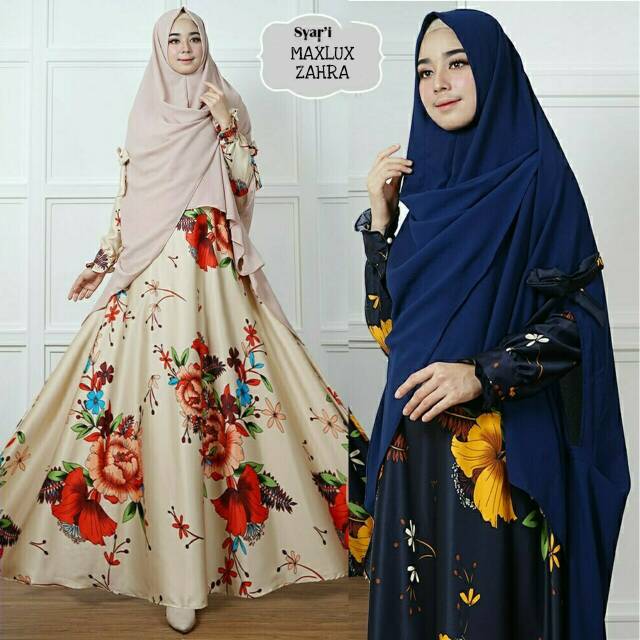 Maxlux Zahra ORI Gamis Syari Bahan Import Maxmara Maxi Dress Fashion Muslim Wanita TanahAbang Murah