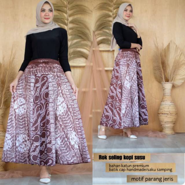 Rok seling cap kopi susu batik modern