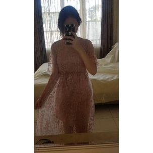*TERLARIS* D0154 FUYUMI KOREAN LACE MIDI VINTAGE DRESS TILE BRUKAT PESTA BUMIL FRIENDLY Berkualitas