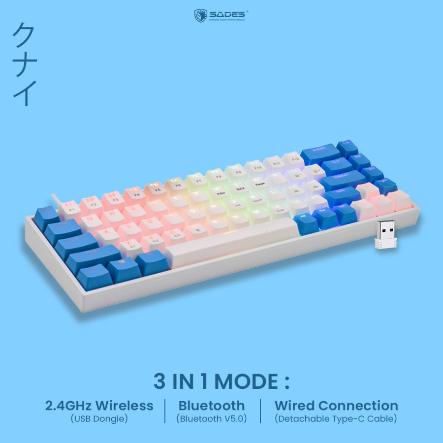 Sades Kunai 3 in 1 Connection Mechanical Gaming Keyboard - Switch Yellow