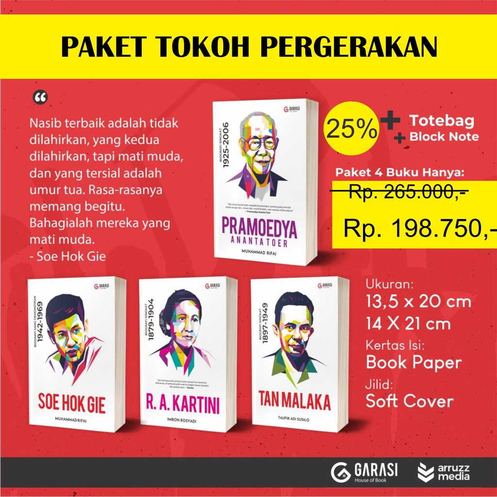 

Paket Buku Biografi Tokoh Pergerakan (Free Totebag&Blocknote)