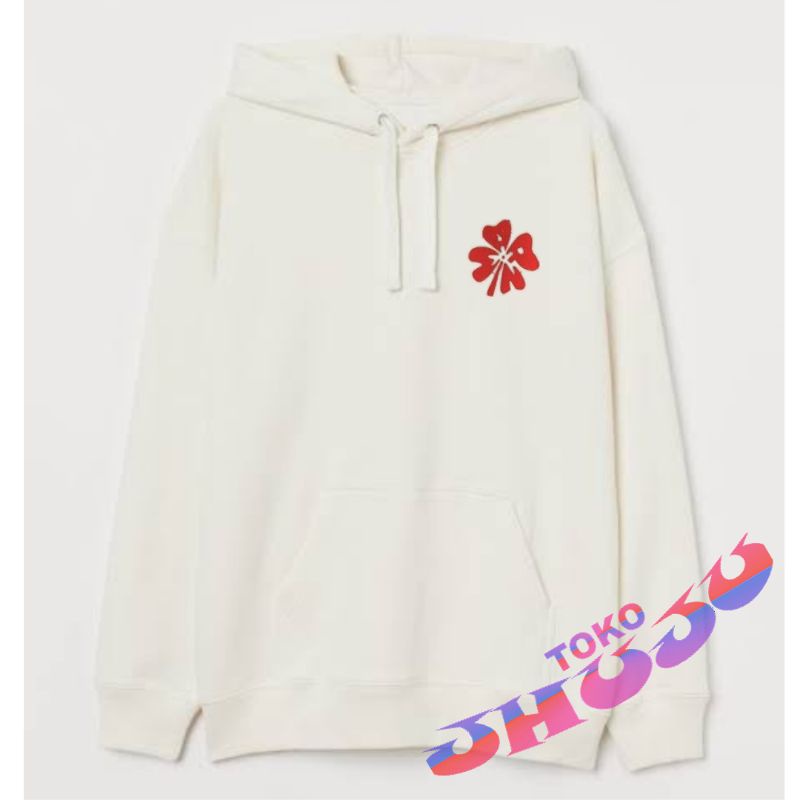 HOODIE JUMPER Treasure Jeungwoo style Red floral Logo Small