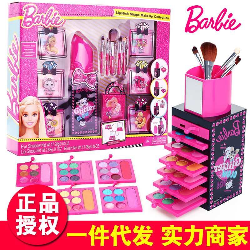 Jual Barbie cosmetics Princess Makeup Box Set non toxic girl's suitcase toy  doll dressing table gift | Shopee Indonesia