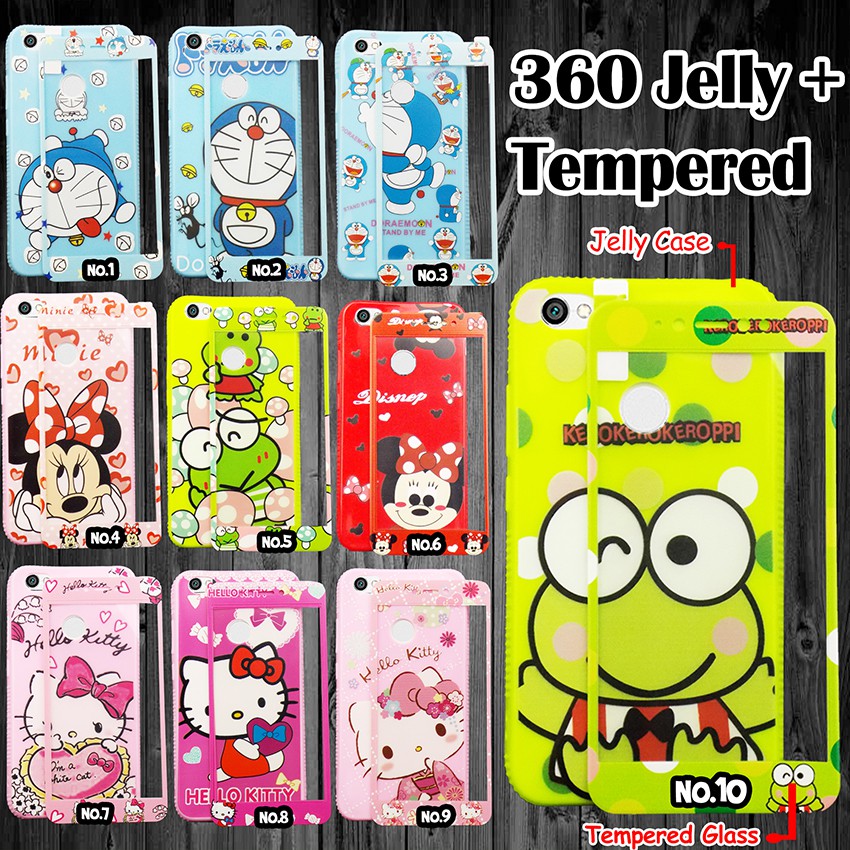 360 Jelly Disney + Tempered for Samsung/Oppo/Xiomi/Vivo #case#casehp#caselucu#casegambar