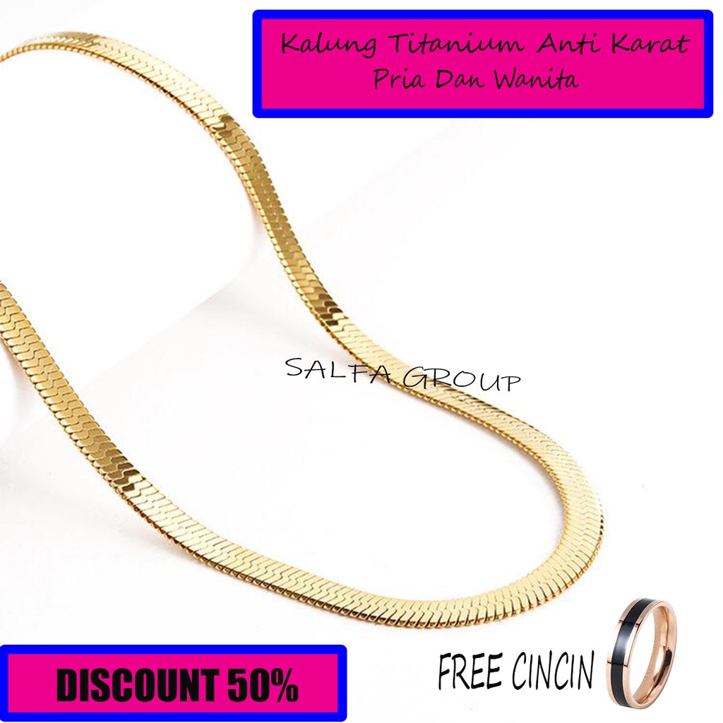 LAGI VIRAL - ASLI 100% TITANIUM / KALUNG TITANIUM IMPORT / KALUNG TITANIUM PRIA &amp; WANITA ANTI KARAT / KALUNG LAPISAN EMAS ANTI KARAT / FREE CINCIN