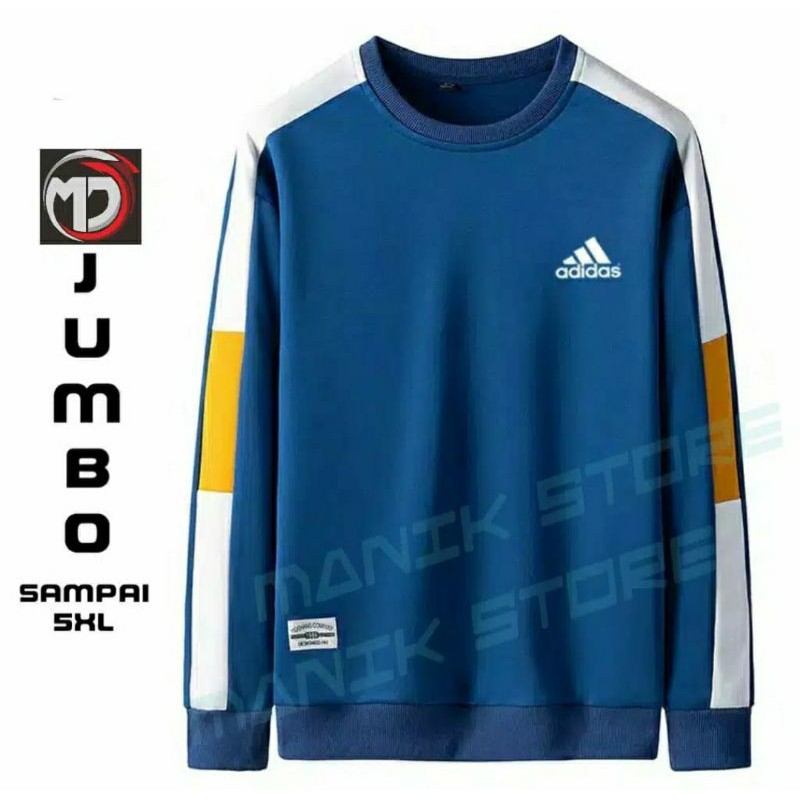 Sweater Crewneck CN Big Size Jumbo Putih ADIDAS - S M L XL 2XL 3XL 4XL 5XL