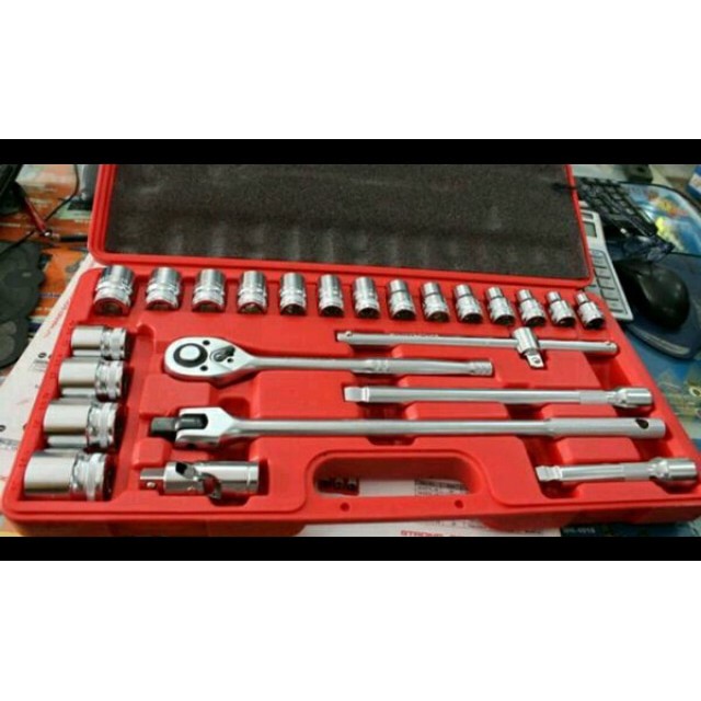 LIPPRO Kunci Shock Set 1/2 " Socket wrench set 24pcs (12PT)