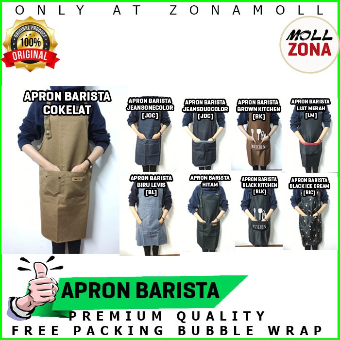 ZBAM107 APRON CELEMEK MASAK BARISTA BARBER DAPUR KITCHEN