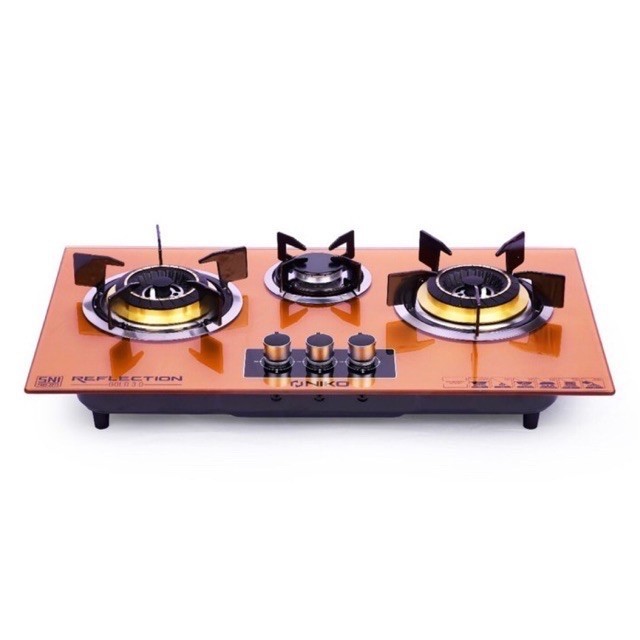 Niko Reflection Gold BLACK 3.0   Kompor Gas ,  Kaca  ,  Tanam 3 Tungku Knob Otomatis3