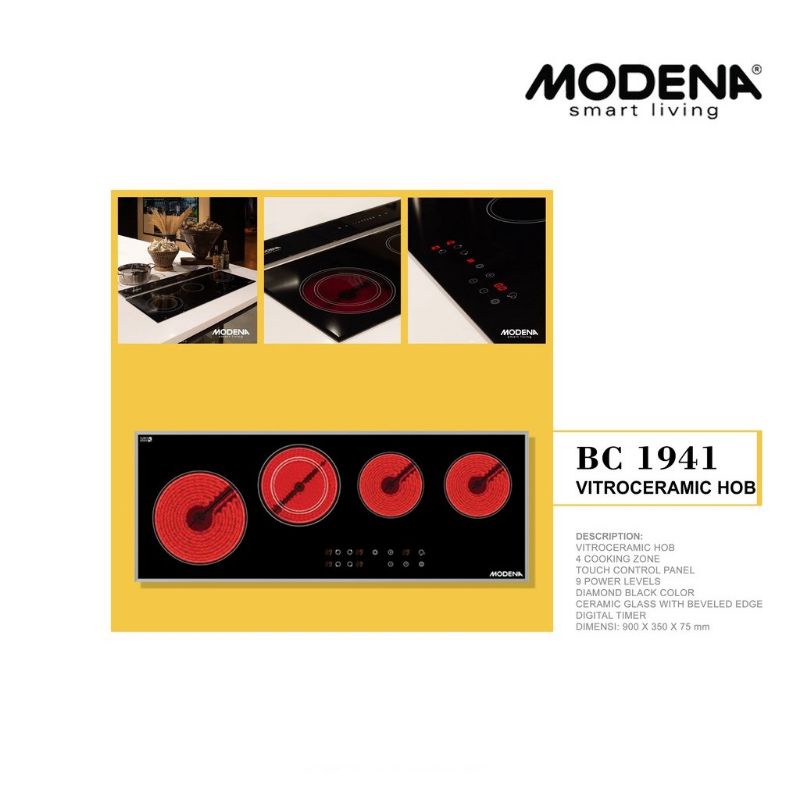 MODENA KOMPOR TANAM LISTRIK VITROCERAMIC HOB 4TUNGKU BC1941