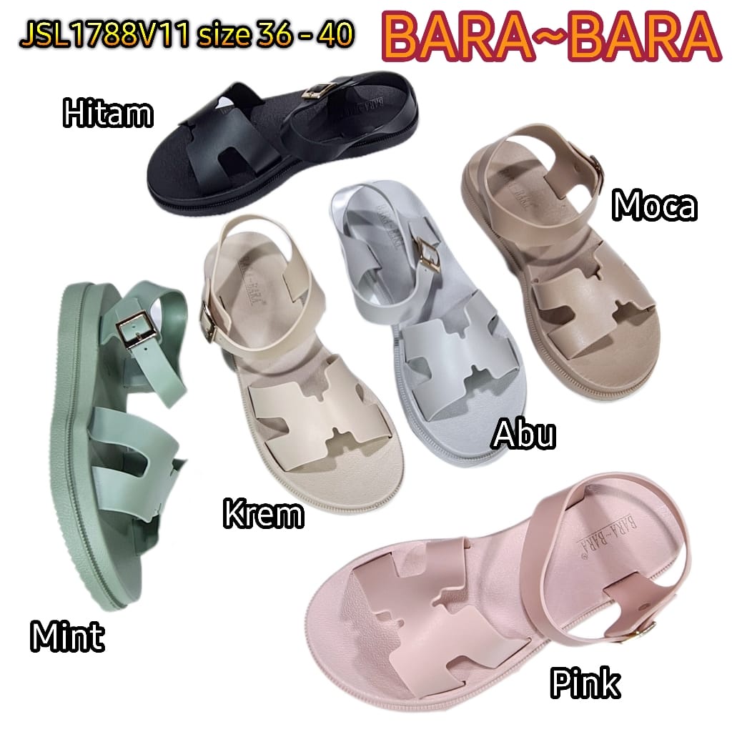 jelly sandal tali wanita barabara karet import sendal cewek bara bara JSL1788V11