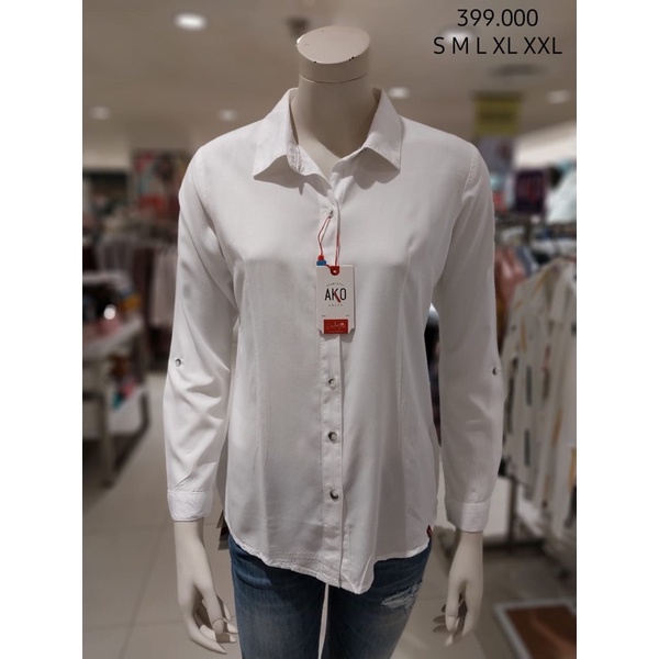 AKO - Kemeja Blouse Polos Putih Wanita (S-XXL)