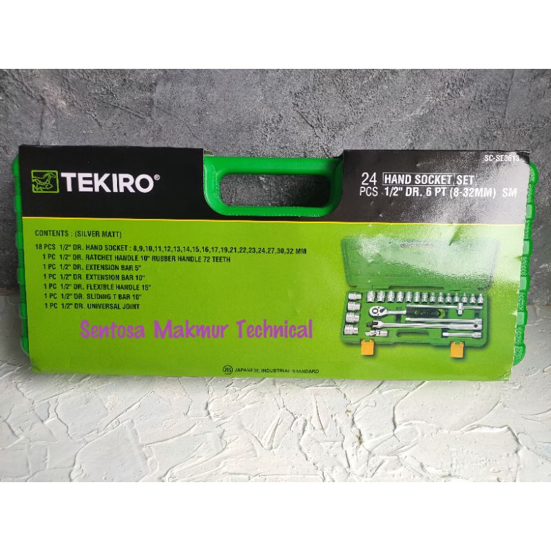 TEKIRO 1/2&quot; 24 PCS SET Kunci Mata Hand Socket Sock Sok Shock 24pc 6PT