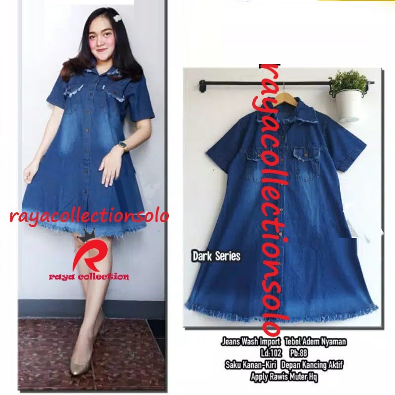 ZARINA DRESS JEANS FASHION WANITA MODEL RAWIS ORI RCS