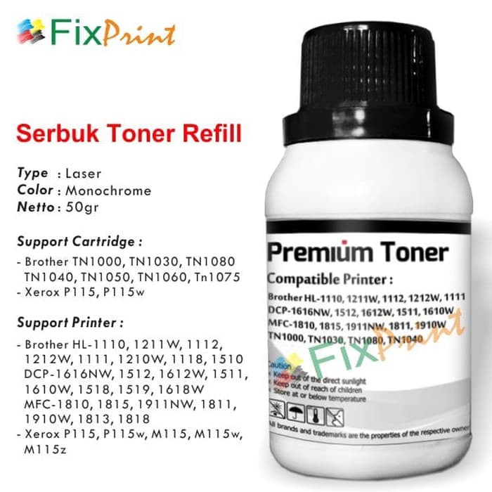 Serbuk Toner Brother HL-1110 HL-1112 HL-1118 HL-1211w MFC-1810 - Hitam FPS1949