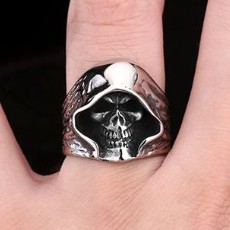 SEUSUK  Vintage Biker Gothic Casted Death Grim Reaper Skull Fashion Punk Ring