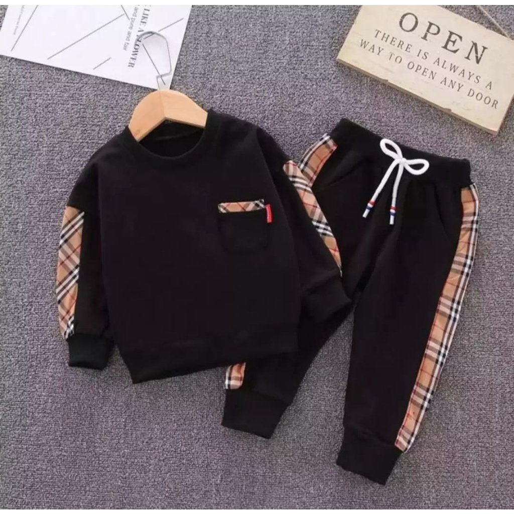 SETELAN SWEATER ANAK LAKI LAKI TERBARU SETELAN SWEATER ANAK LIST KOTAK 1-5 TAHUN