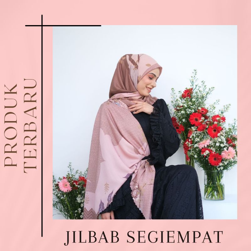 Jilbab Segiempat Lasercut Motif