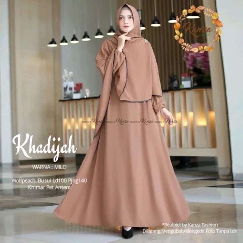 (KJI) GAMIS KHADIJAH ONE SET HIJAB JUMBO DAILY BUSUI DRESS WOLFIS