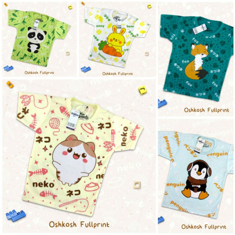 Kaos Anak - Anak | Full Print Oshkosh | Lengan Pendek | Laki dan Perempuan