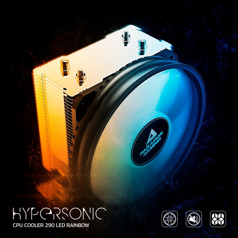 CPU Cooler Paradox Gaming Hypersonic 290 LED Rainbow Kipas Processor