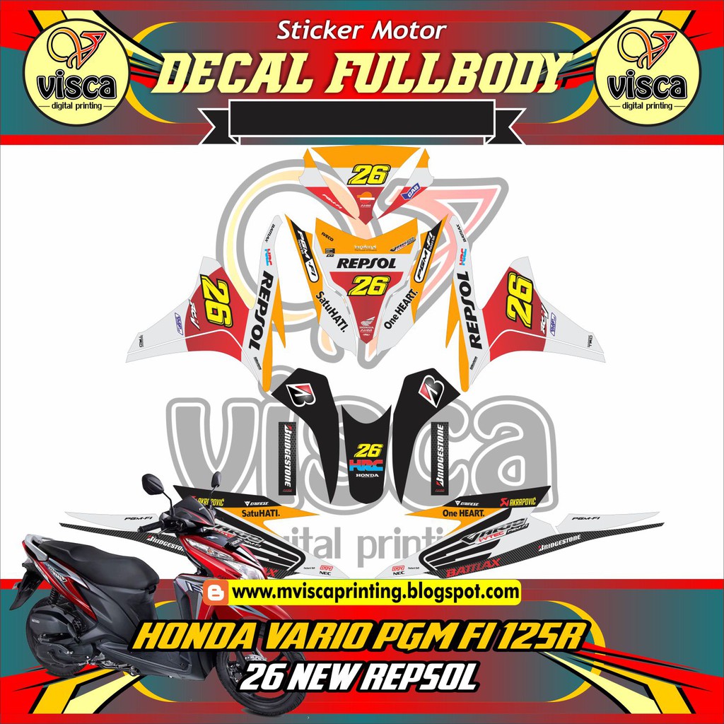 DECAL VARIO PGM FI 125 STIKER MOTOR FULL BODY VARIO  PGM FI 125R 26 NEW REPSOL