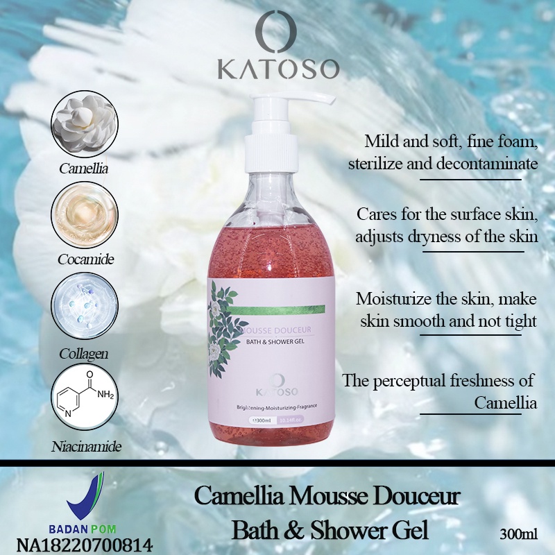 (BPOM) Katoso Camellia Mousse Douceur Bath &amp; Shower Gel  - 300ml