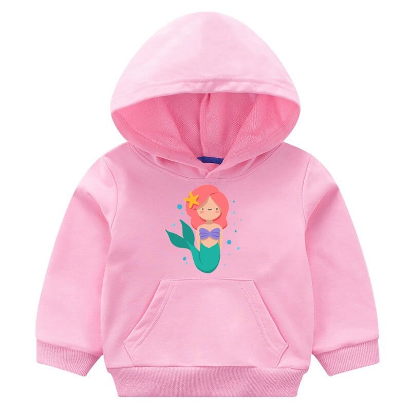 HOODIE ANAK WANITA CARTOON MERMAID - ATASAN LUCU KEKINIAN PREMIUM