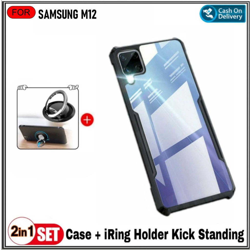 Case Samsung Galaxy A12 / Samsung M12 Soft Hard Tpu HD Transparan Fusion Shockprooft