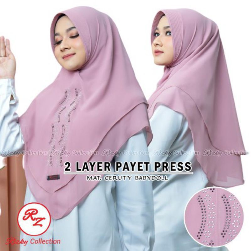 KHIMAR CERUTY BABYDOLL MOTIF PAYET GARIS TENGAH