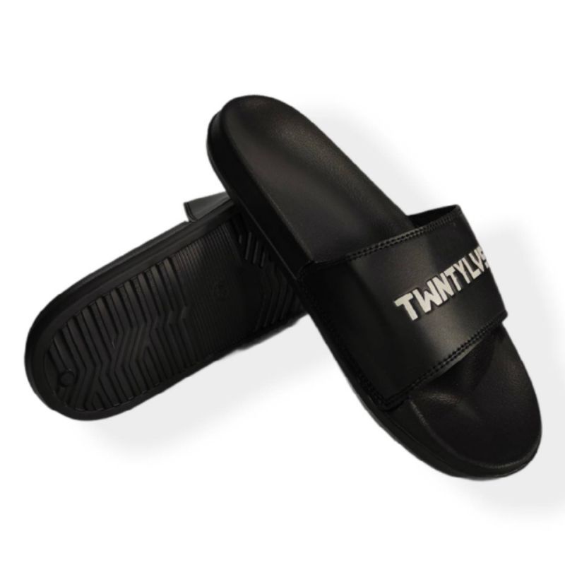 SANDAL TWENTY LIVE SANDAL SLIDE PRIA HITAM, SENDAL CASUAL PRIA TERBARU