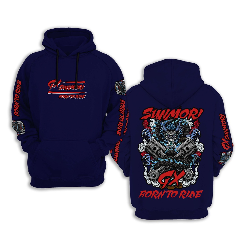 HOODIE SUNMORI GX EVIL RIDER  BORN TO RIDE KATUN FLEECE TEBAL ORIGINAL DISTRO