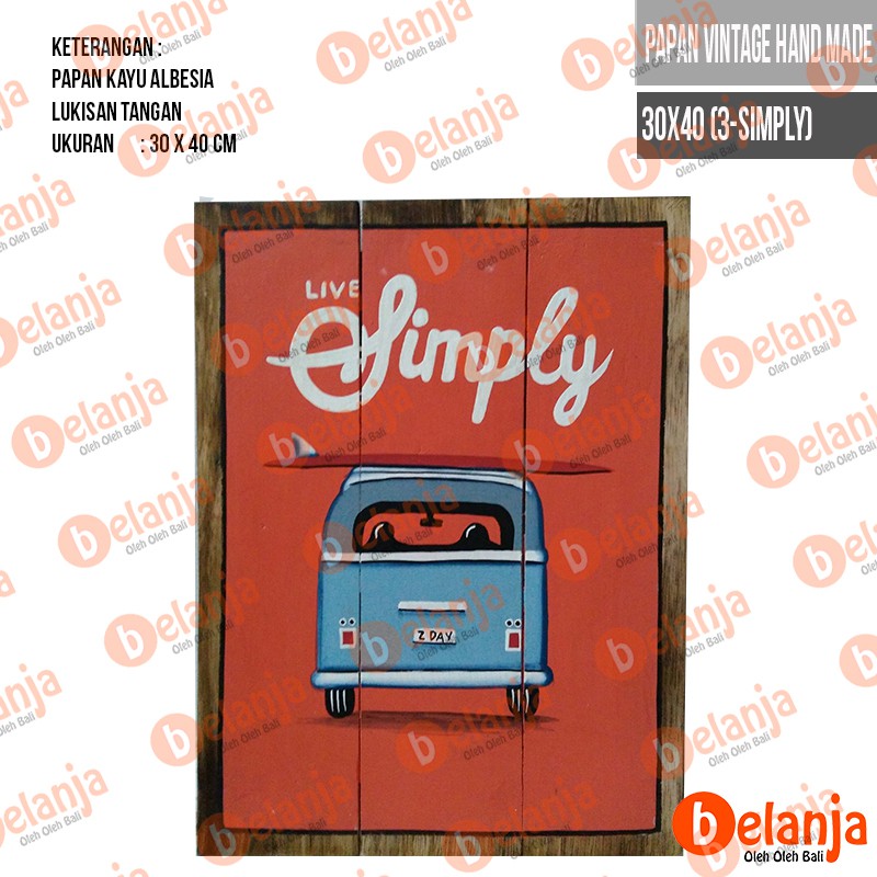 Papan Vintage Hand Made 30x40 (3-Simply)