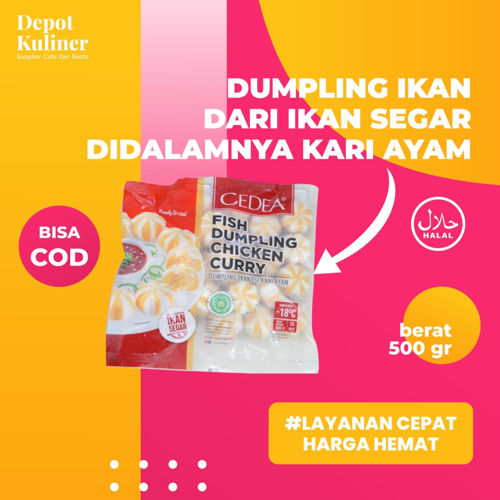 Cedea Fish Dumpling Chiecken Curry 500 gr - Dumpling Ikan segar rasa kari ayam